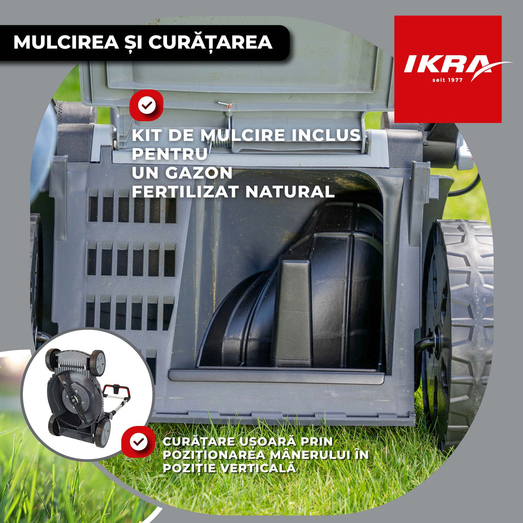MASINA TUNS GAZON bat. 43cm Ikra IB-LM 43 fara Incarcator fara Baterie 36V compatibil Bosch