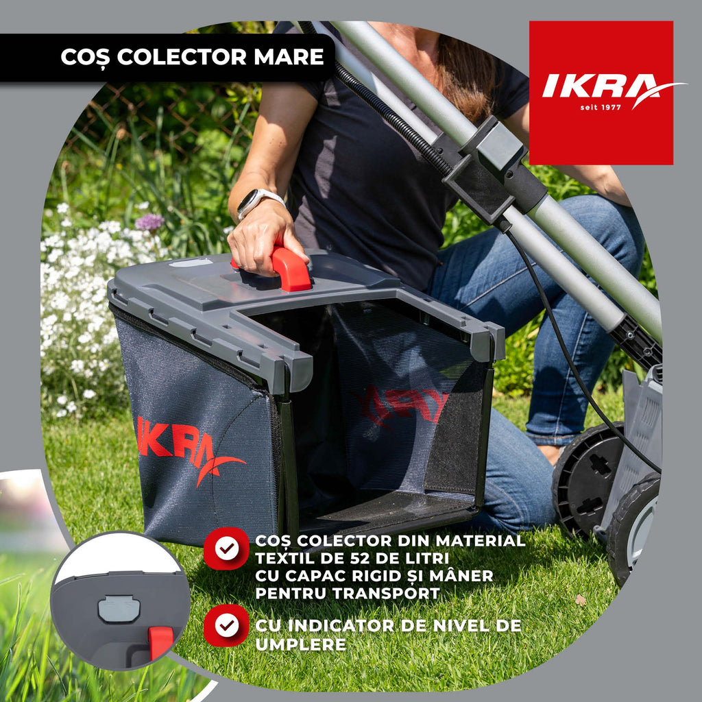 MASINA TUNS GAZON bat. 43cm Ikra IB-LM 43 fara Incarcator fara Baterie 36V compatibil Bosch