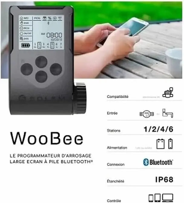 Programator irigații Solem WooBee, Bluetooth, baterie 9V