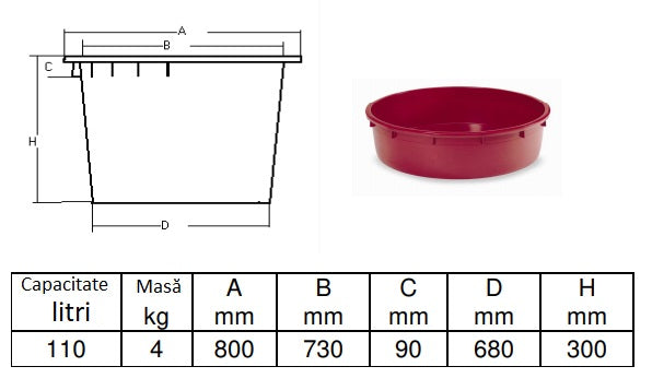 Vas alimentar plastic 110 L